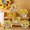 6PCS Sunflower Table Signs – Summer Wooden Centerpieces with Gnome “Welcome Sunshine” Farmhouse Rustic Decor for Home, Kitchen & Party Decorations